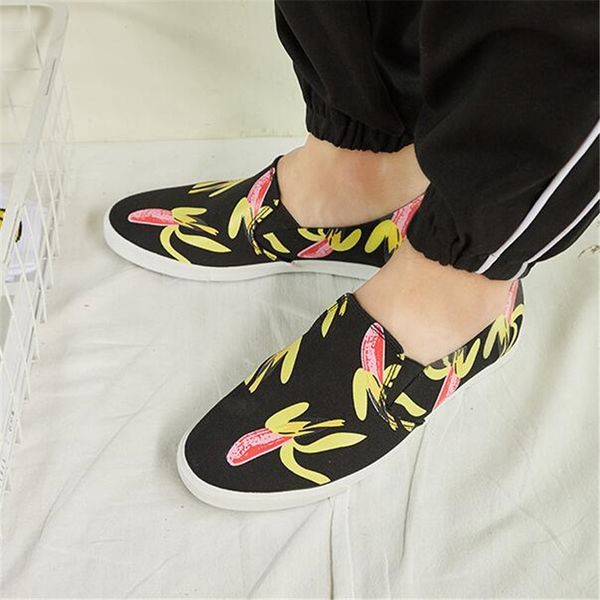 

white slip on shoes men casual graffiti canvas shoes man loafers sepatu fashion men's sneakers trend black flat canvas shoe men
