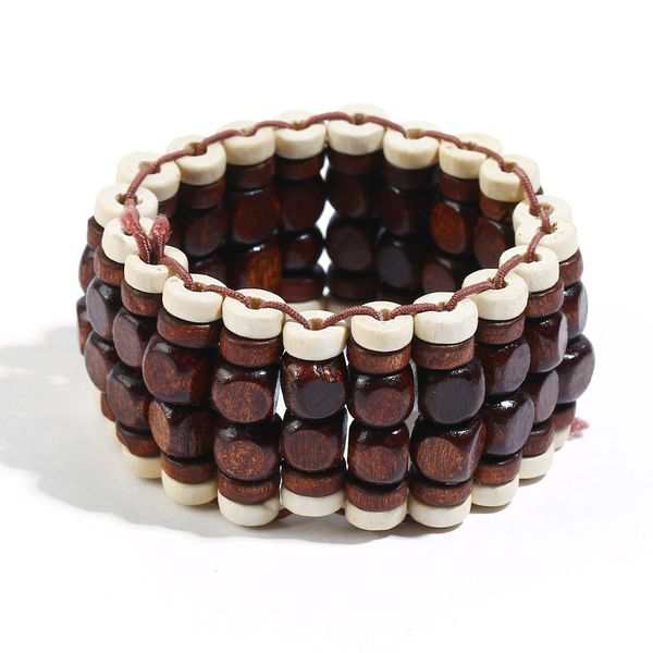 

new fashion luxury designer vintage multi layer bohemia wooden beads elastic charm bracelet for woman girls, Golden;silver