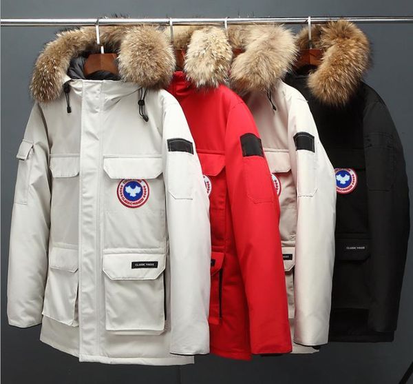 

brand mens parkas winter designer thick coat fashion mens loose hooded outerwear, Black