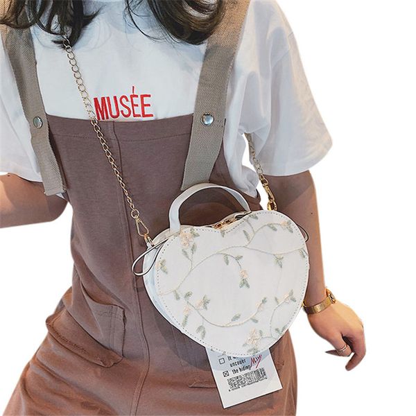

new heart shaped women lace handbags small crossbody shoulder bag pu leather female messenger bag ladies purse