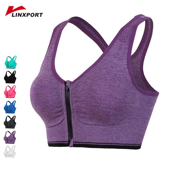 

zipper women sports bra professional absorb sweat athletic vest running gym fitness bras high impact support workout tights, White;black