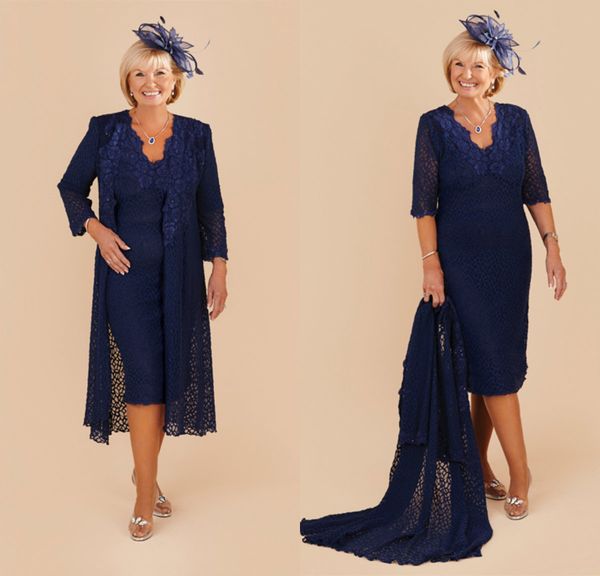 

темно-синий платья для мамы невесты кружева аппликация половина с длинным рукавом свадебное платье для гостя до колен плюс размер пром плать, Black;red