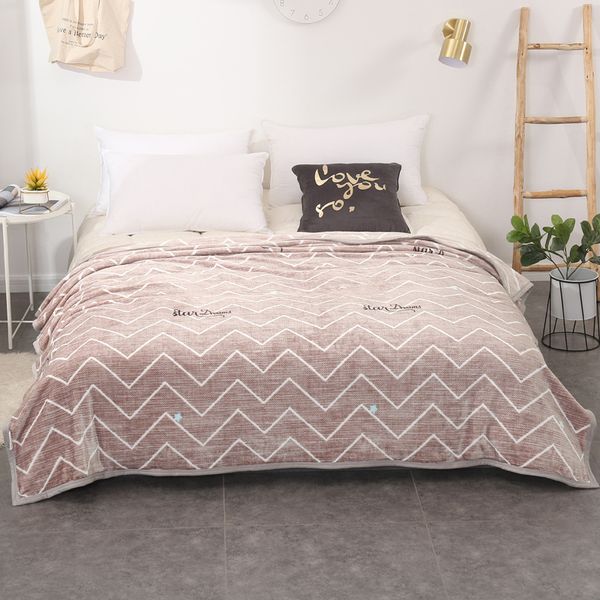 

stripe thickened quality plush bedspread blanket 200x230cm high density super soft flannel blanket for the sofa/bed/ca