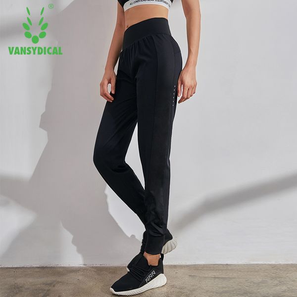 

vansydical sports running pants women's black slim breathable yoga training workout trousers female jogging gym sweatpants, Black;blue