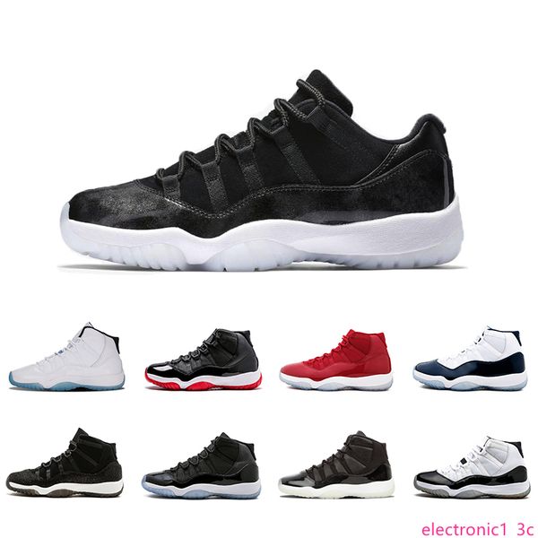 

new 11s cap and gown xi men women basketball shoes prm heiress gym red midnight navy win like 82 bred space jam sneakers, Black;green