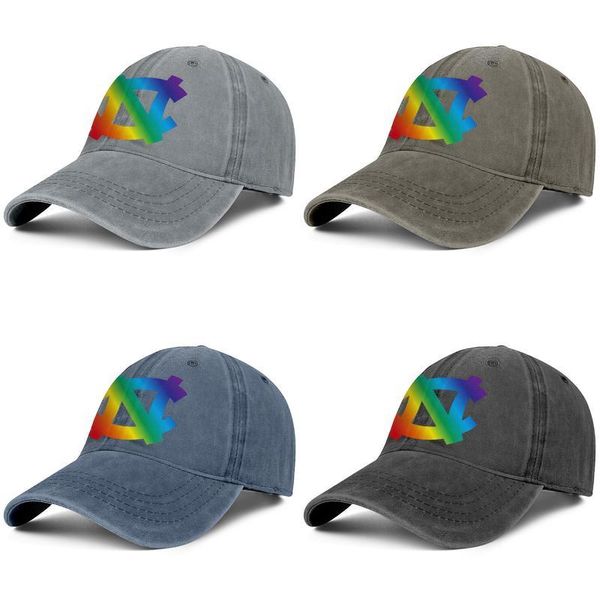 

north carolina tar heels basketball gay pride rainbow logo brown mens and women trucker denim cap cool fitted golf sports vintage hats, Blue;gray