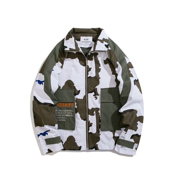 

2019 hip hop windbreaker mens camouflage jacket color block patchwork jackets vintage zipper couple jackets streetwear, Black;brown