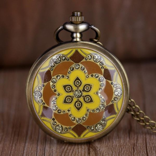 

retro vintage white&black ceramics flowers pocket watch with chain necklace pendant fob watch, Slivery;golden