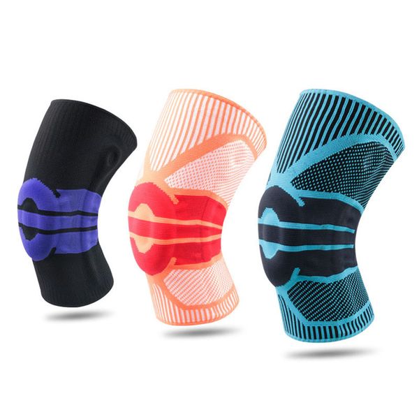 

gobygo 1pcs weaving silicone knee sleeve pads supports brace volleyball basketball meniscus patella protectors kneepads, Black;gray