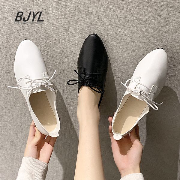 

special explosion models autumn and winter casual lace-up low-heeled shoes pointed small shoes women's single, Black