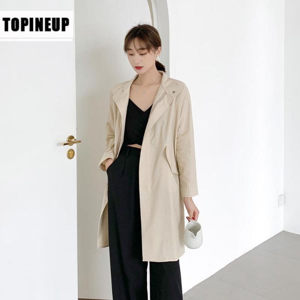 

womens cotton linen with pockets elastic band plain zipper loose coat plus size female jacket, Tan;black