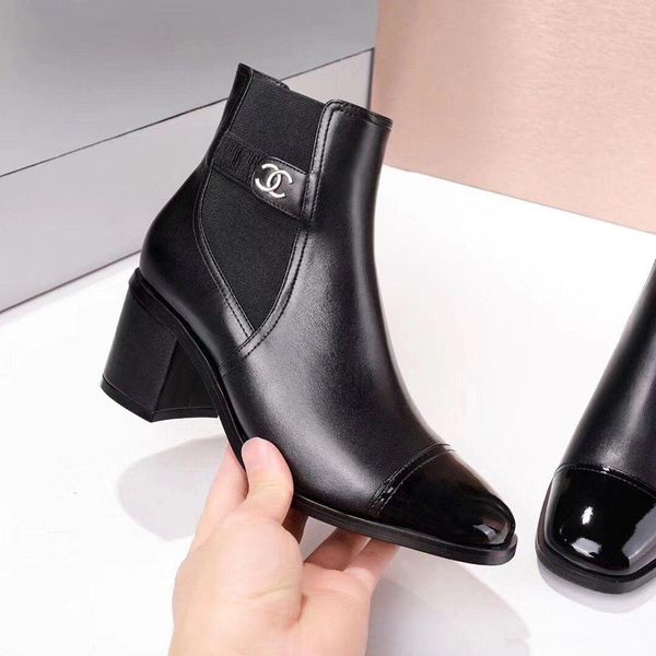 

designer 2020 black retro shoes ultra medium tube boots leather womens shoes boots for ladies fall winter boots plus size real picture