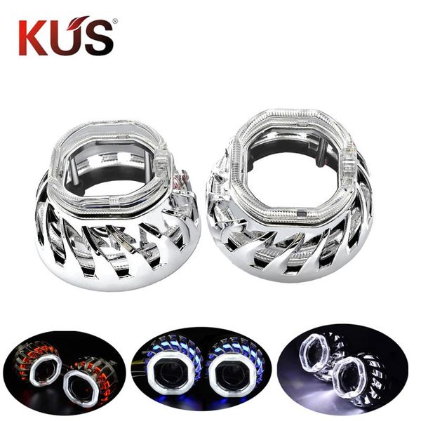 

2.5 inch double led spiral shrouds day running light dual angel eyes mask cover for 2.5 inch lens motorcycle car headlight