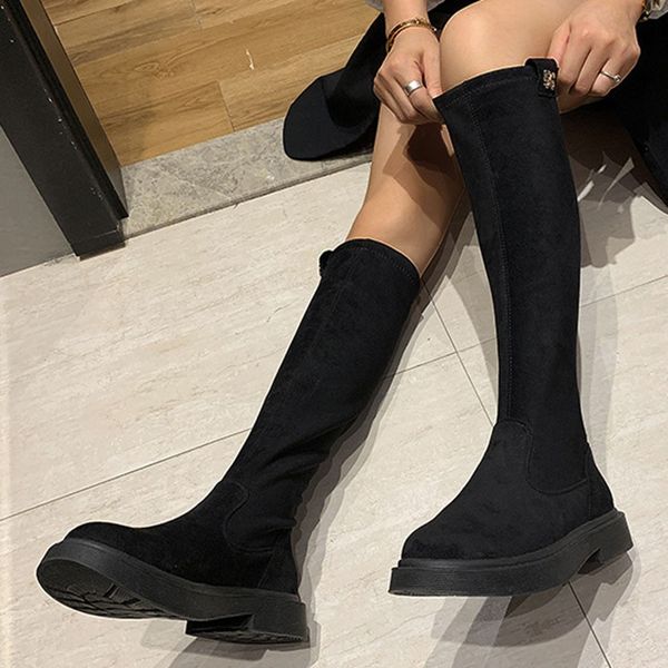 

womens boots womens flats over the knee boots slip-on platform women black botas femininas de inverno cuero genuino #u