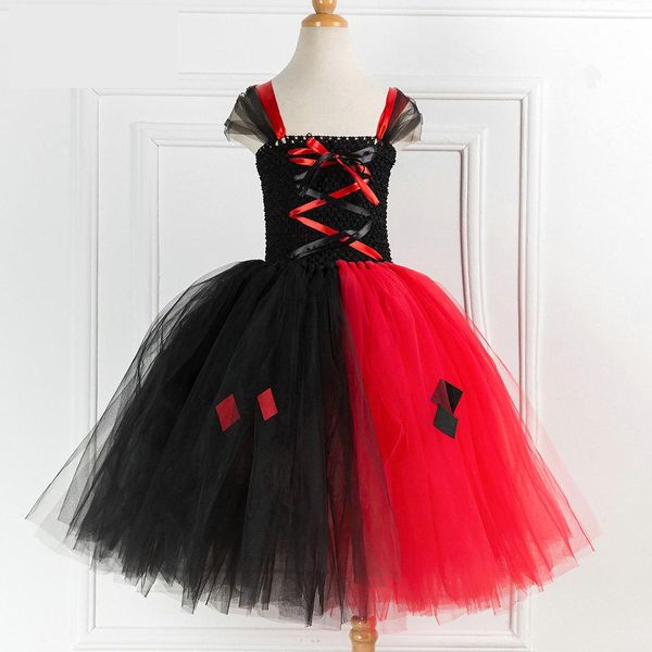 

girls dresses 2018 halloween party princess costume cosplay mew witch tutu dress belle birthday dress children clothes for 2-12y, Black;red