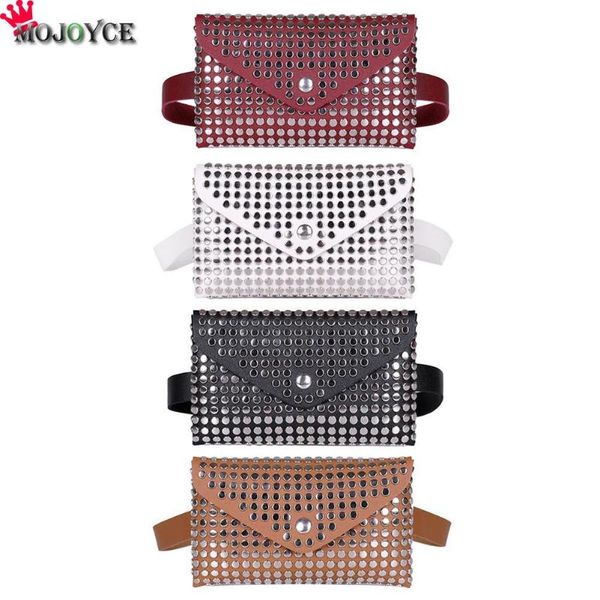 

rivet flip leather shoulder clutch women waist pack chest crossbody bag