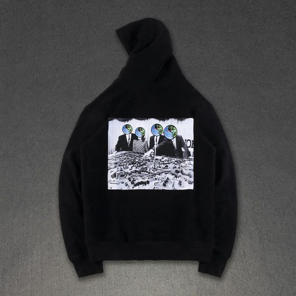 

mens designer hoodies travis scott astroworld smile earth print high street fashion brand hoodie loose sweatshirt s-xl, Black