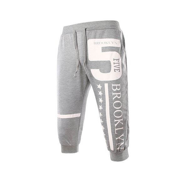 

summer men's new 5 letter digital cropped pants fashion casual, Black