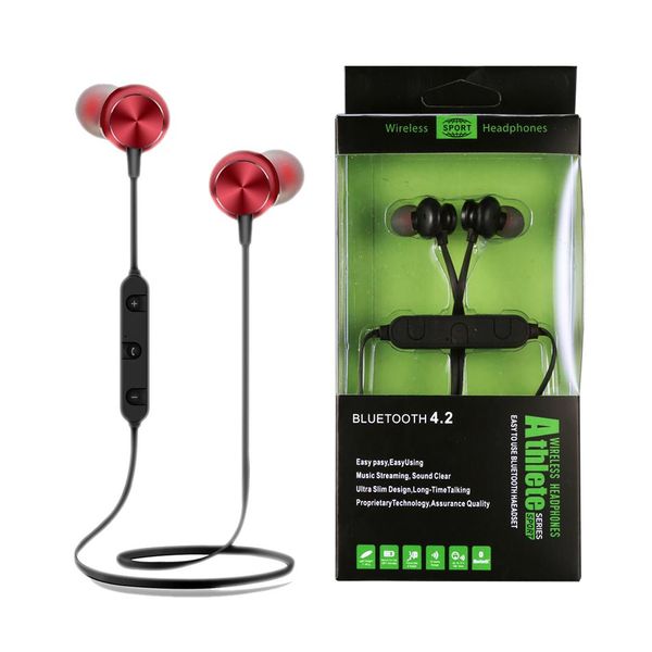 

bt08 magnetic bluetooth earphone wireless earbuds headset with mic bt4.2 sport stereo earphones for iphone lg android cellphone with box