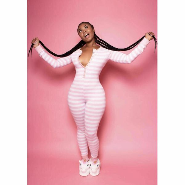 

women's jumpsuits & rompers womens one piece jumpsuit striped romper bodycon long sleeve bodysuit kawaii for women, Black;white