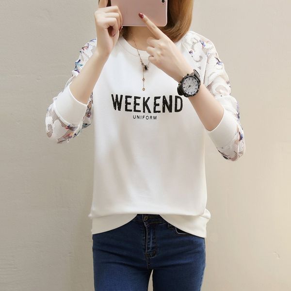 

2020 summer women's ins fashion stitching coat t-shirt loose long sleeve t-shirt women's wear, White