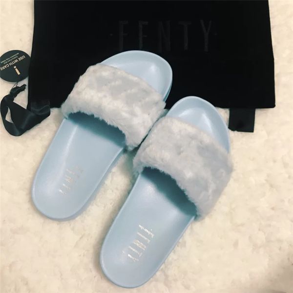 

luxury style women fur flat slides real fox fur slipper#357, Black