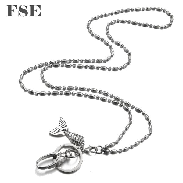 

wholesale multi styles office id holder working lanyard necklace badge id card key holder neck key chains charms necklace jewelry 046f, Silver
