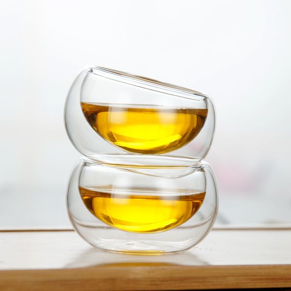 

100ml double coffee mugs drinking insulation double wall glass tea cup creative gift drinkware milk wine glasses glass cup 2019