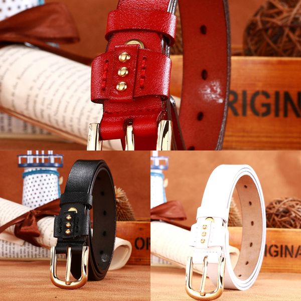 

women's rivet casual all-match women's leather rivet leather dress belt casual dress all-match belt, Black;brown