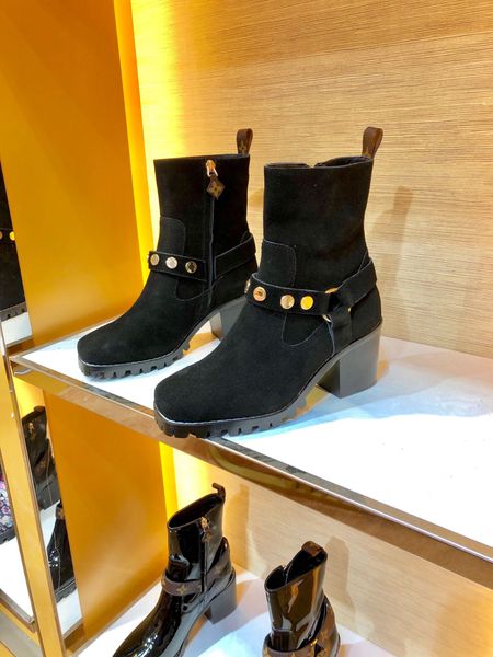 

the lastest fashion luxury 52ss boots womens shoes brand half ankle boot lady designerss genuine leather dress boots casual with box, Black