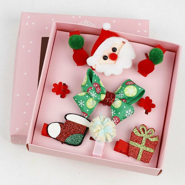 

9pcs cute solid christmas mini hair clips kid baby girls plastic hairpins clamps headwear, Slivery;white