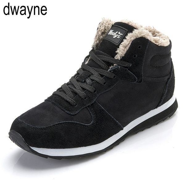 

mens boots snow winter shoes for men lace-up style fashion sneakers casual plush non-slip keep warm youth cotton boots, Black
