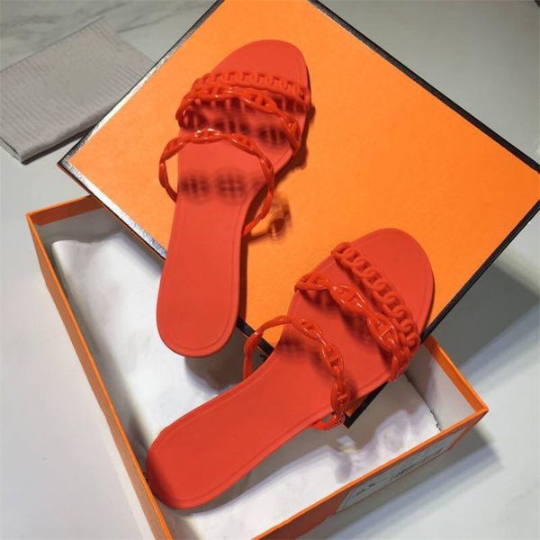 

classic woman jelly slippers luxury summer beach cartoon big head slippers hollow out designer leather flat woman shoes l bath slippers, Black