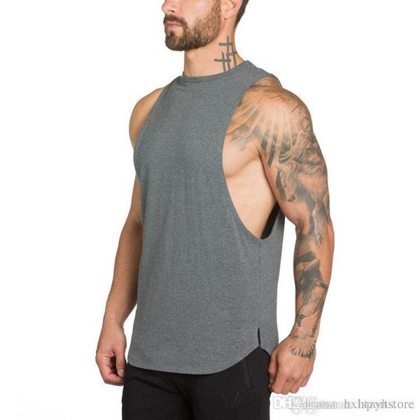 

white men vest men's tank black 100% cotton sleeveless undershirts male bodybuilding tank summer casual vests, Gray;blue