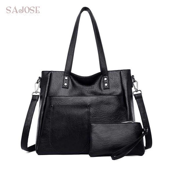 

women bag leather casual 2 sets totes fashion handbags female composite shoulder messenger bags designer brand bag for women