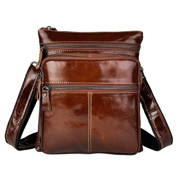 

real leather male fashion messenger bag cowhide casual design crossbody one shoulder bag school book 305