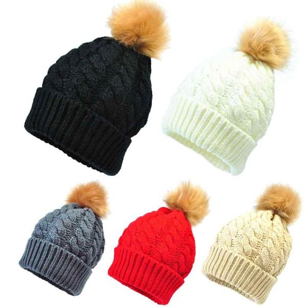 

newborn cute winter kids baby hats knitted wool hemming hat, Yellow