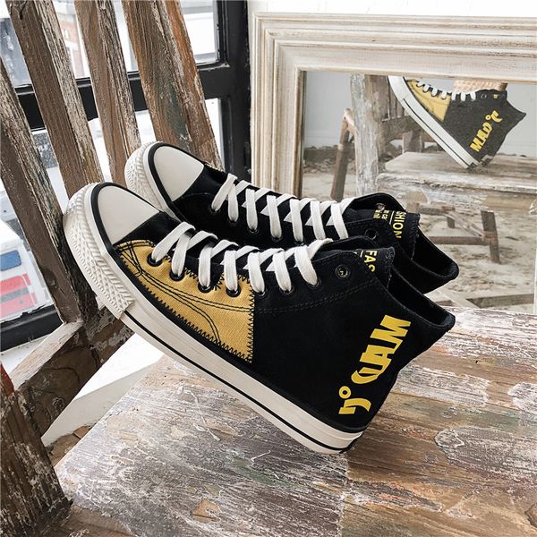

ifrich original casual sneakers for men comfortable men canvas shoes high flats footwear fashion casual shoes for youth, Black