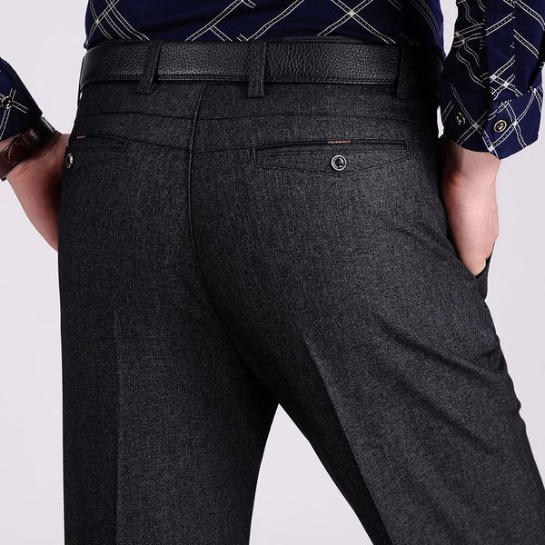 

autumn straight middle-aged mens casual pants wash wear loose trousers for male thick classic dress pants black long suit, White;black