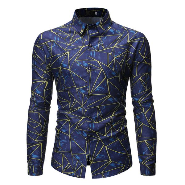 

men's europe cotton shirt geometry printing man leisure long sleeve shirt british style cardigan shirts african clothing, Red