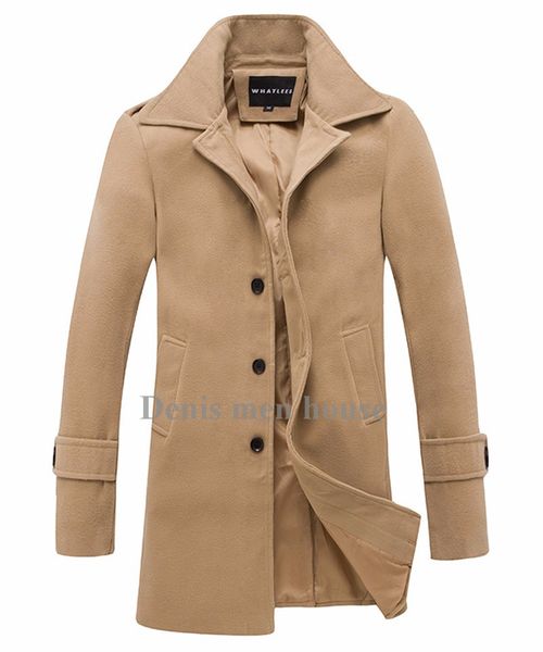 

custom made 2016 new arrivals men's beige wool jackets spring autumn winte brand men woolen coats middle long jackets and coats, Black