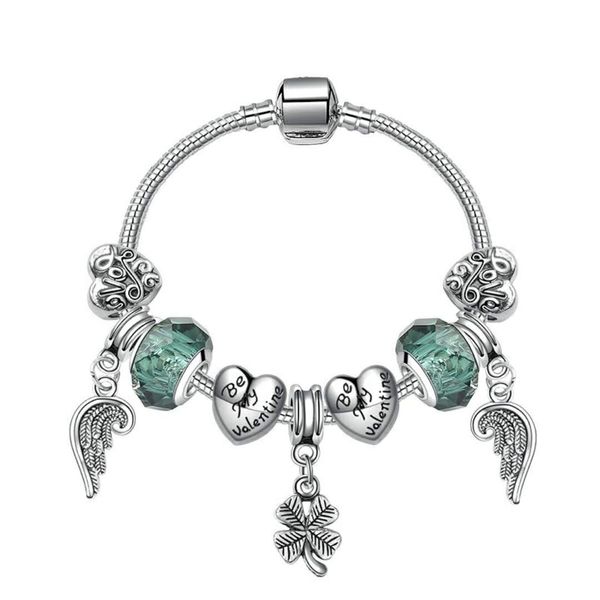 Nova diy jóias encanto pulseira ângulo asa quatro folhas pingente charme contas acessórios 925 prata pulseira para braceletes