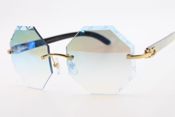 

wholesale sunglasses 4189706 rimless hardware white inside black buffalo horn sunglasses rectangle glasses carved blue new, White;black