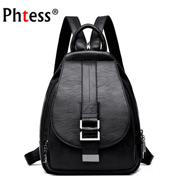 

2019 women leather backpacks vintage ladies bagpack preppy sac a dos female travel shoulder bag mochilas school bags for girls