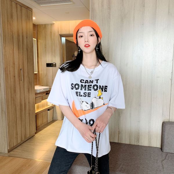 

2020 чистого хлопка модное пальто с короткими рукавами свободную одежду из чистого хлопка 2020 модные пальто футболки топ майка топ женский, White