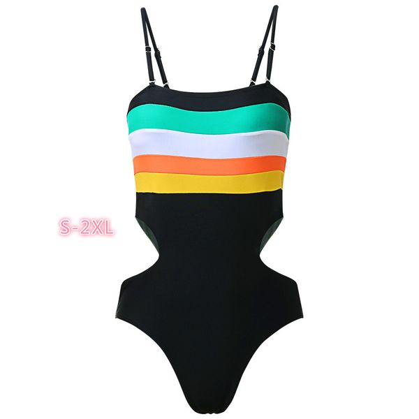 

2020 spring and summer burst models hit the color striped suspenders piece swimsuit beach swimwear female clothes ph-xy2005093, White;black