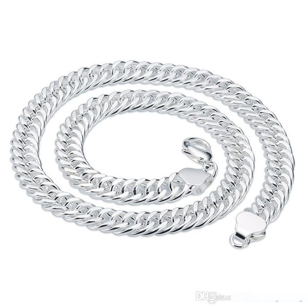 

chain necklace men jewelry 925 sterling silver 10mm thick cuban fashion accessories men necklaces party gift 18" inch xl0