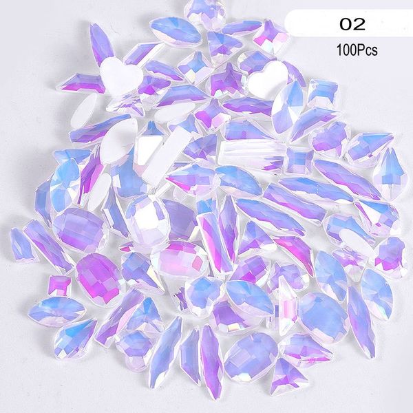 

ab crystal rhinestones set 100pcs, round & multishape ab glass rhinestone, flatback crystal for nails clothes face jewelry 9s, Silver;gold