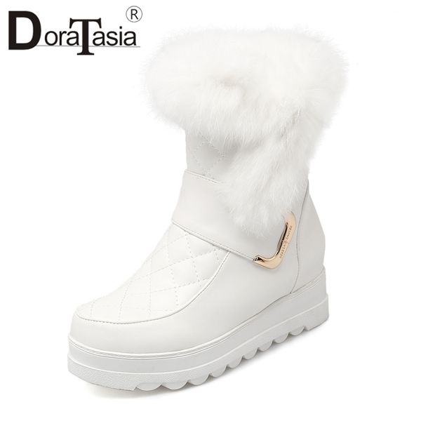 

doratasia новые зимняя 34-43 повседневного flat платформа snow boots женщины warm fur платформа пинетка дама рост растущая обувь женщина, Black