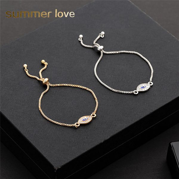 

2019 trendy turkish gold evil eye starfish bracelet cz blue eye gold chain bracelet adjustable women party jewelry gift, Black